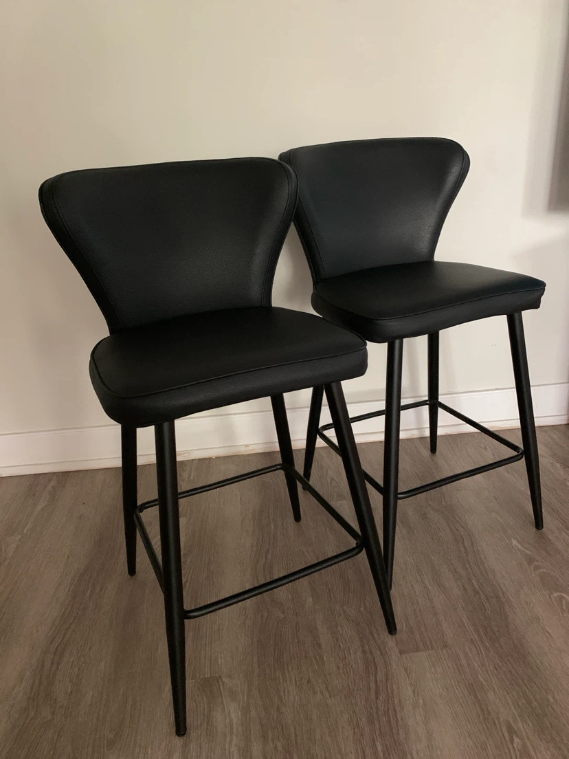 Set of 2 Black Leather Chairs - photo 2
