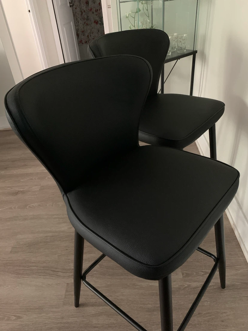 Set of 2 Black Leather Chairs