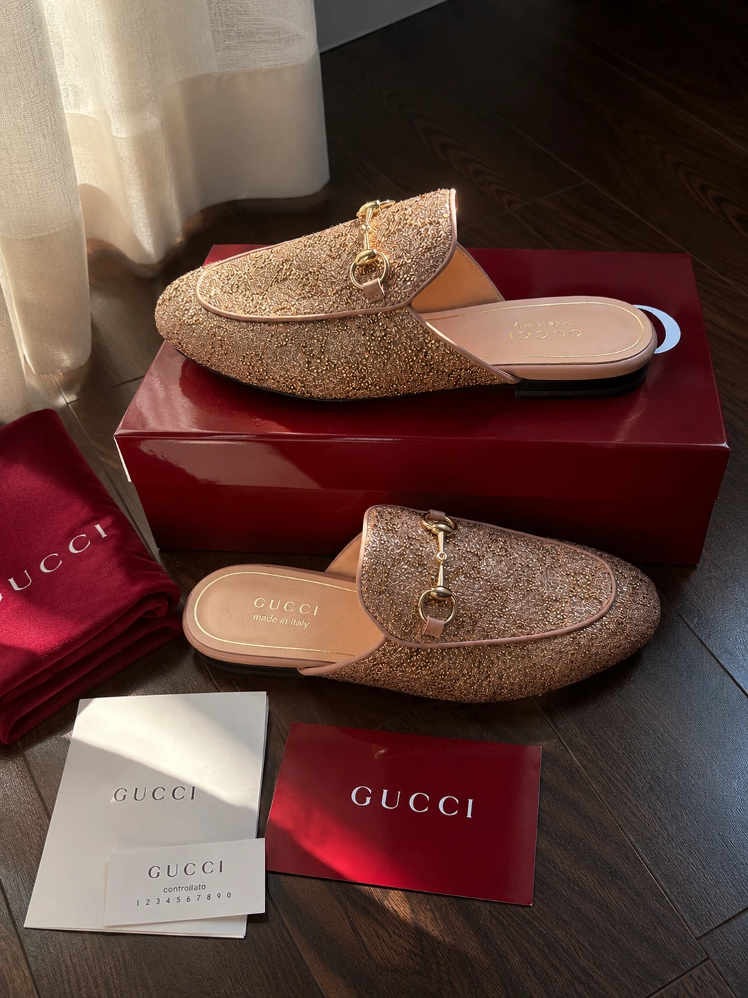 Gucci Glitter Horsebit Mules (authentic)