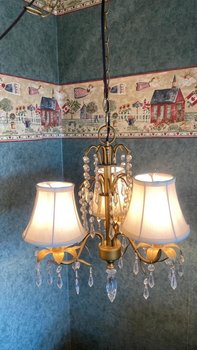 Gold Chandelier Lamp with Crystal Accents
