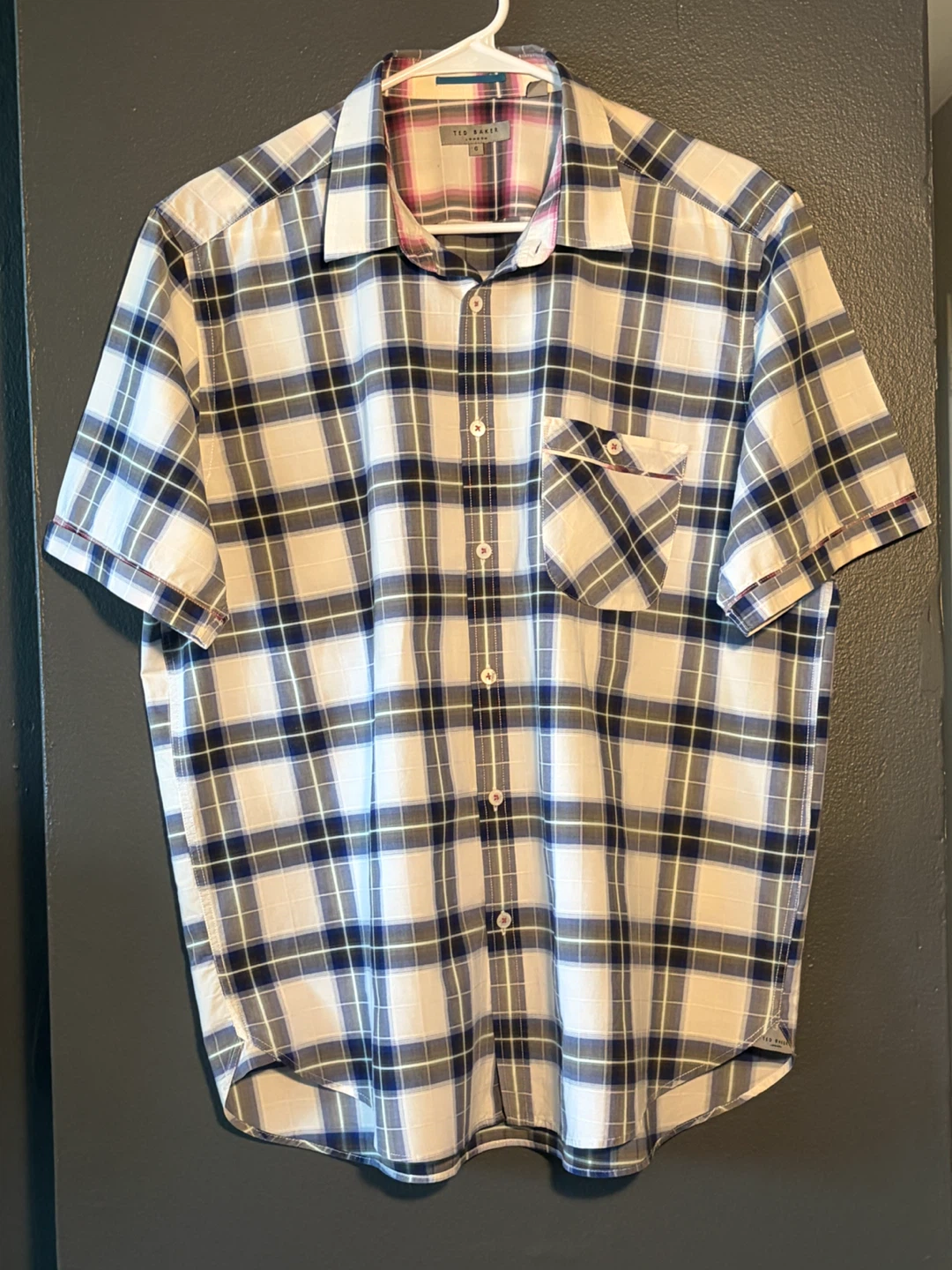 Ted Baker London Plaid Short Sleeve Button-Up Shirt Size 6