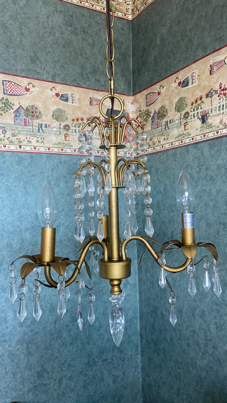 Gold Chandelier Lamp with Crystal Accents - photo 4