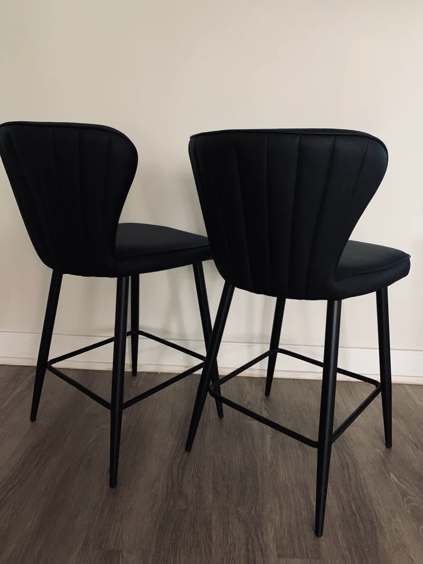 Set of 2 Black Leather Chairs - photo 3