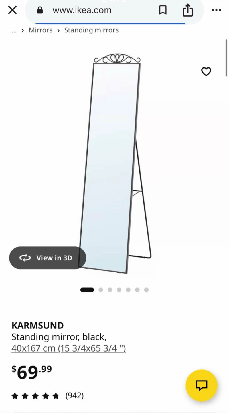 IKEA Standing Mirror (Black) – Full Length - photo 2