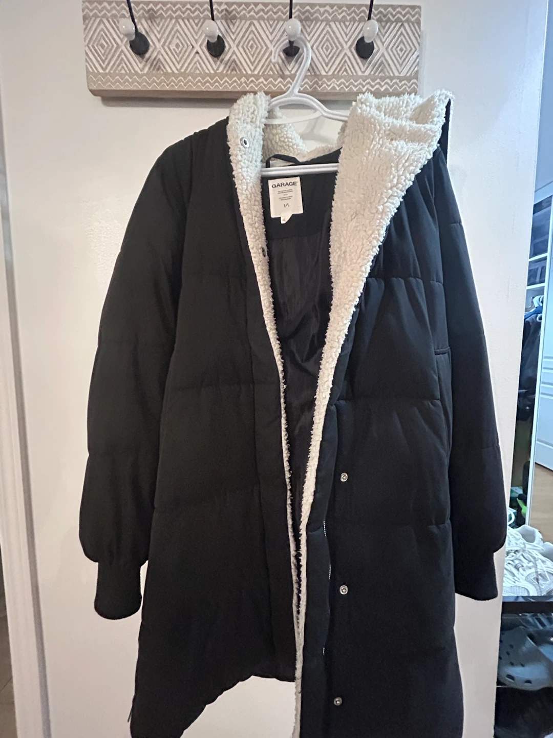 Garage Puffer Coat with Sherpa Lining