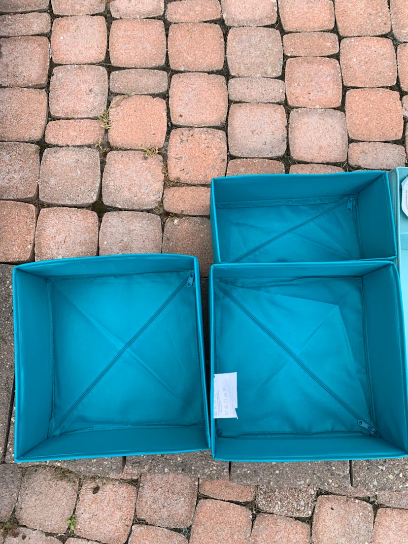 Set of 3 Teal Storage Bins