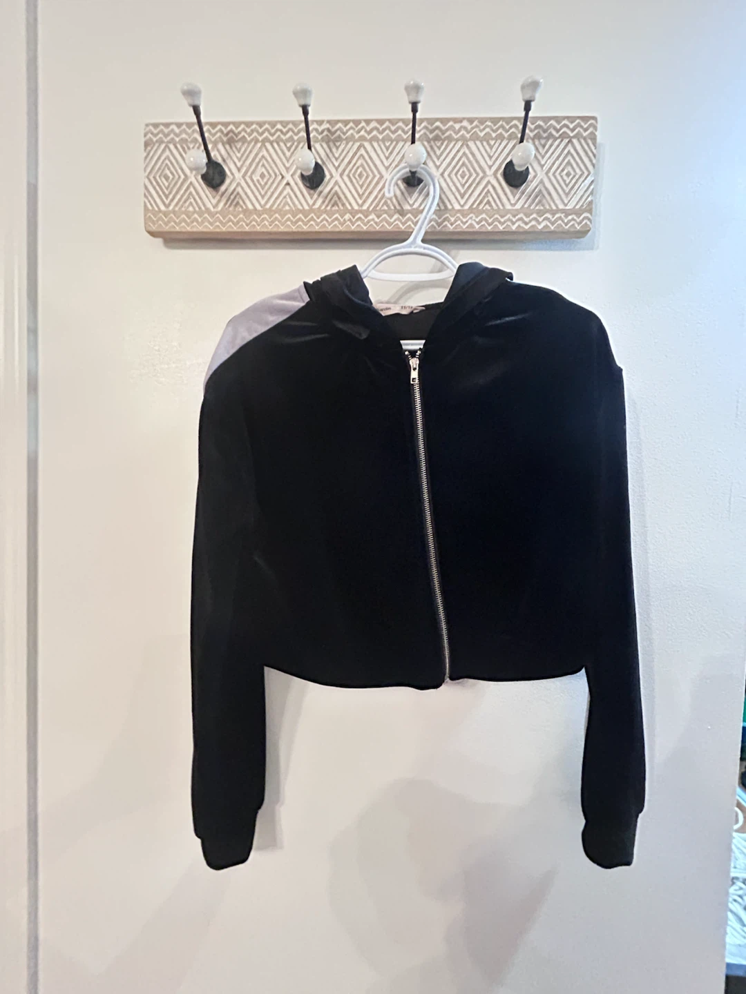 Blended Velour Cropped Hoodie