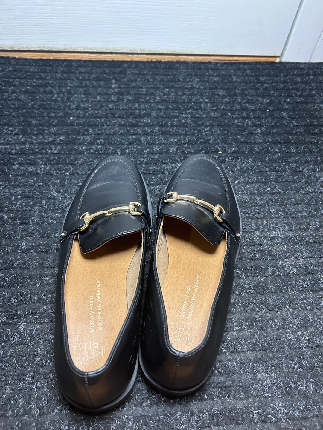 Black Loafers with Gold Buckle - Size 7
