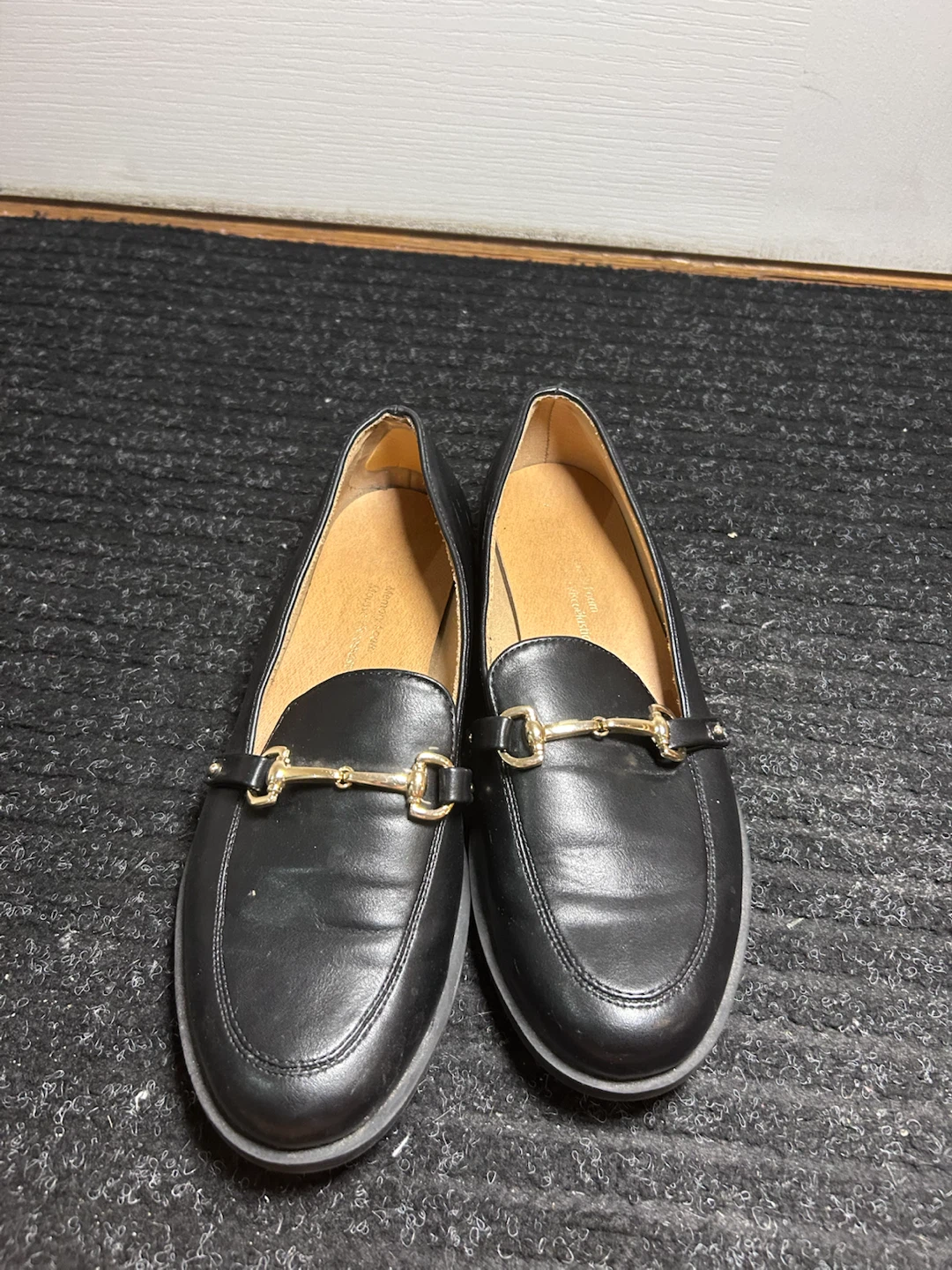 Black Loafers with Gold Buckle - Size 7 - photo 2