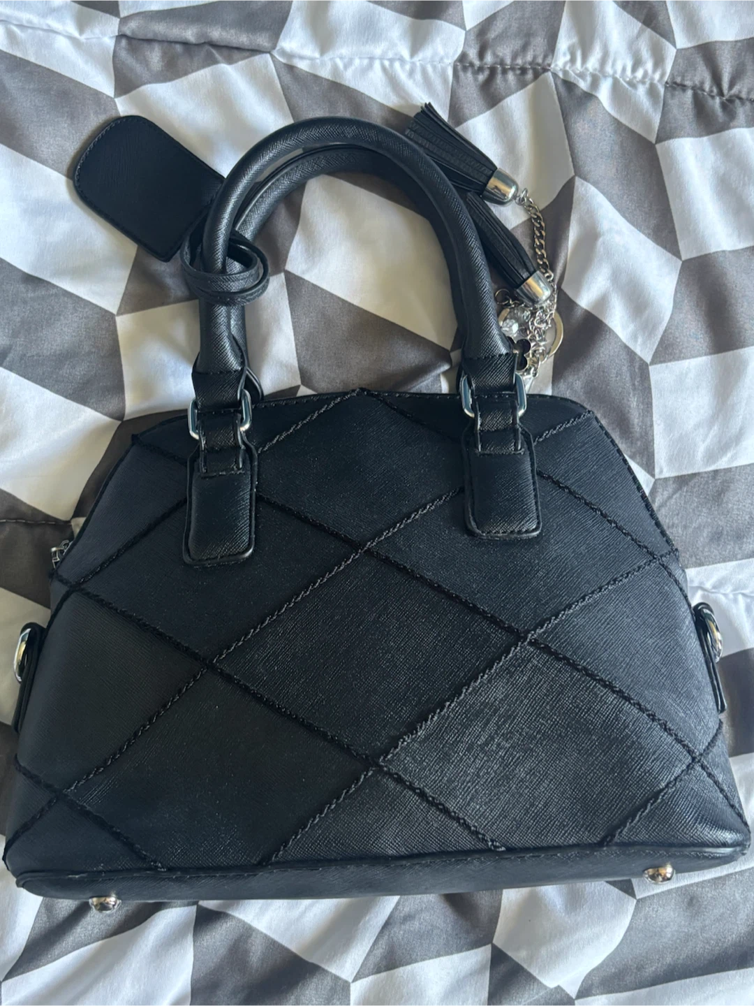 Black Quilted Satchel Handbag - photo 2
