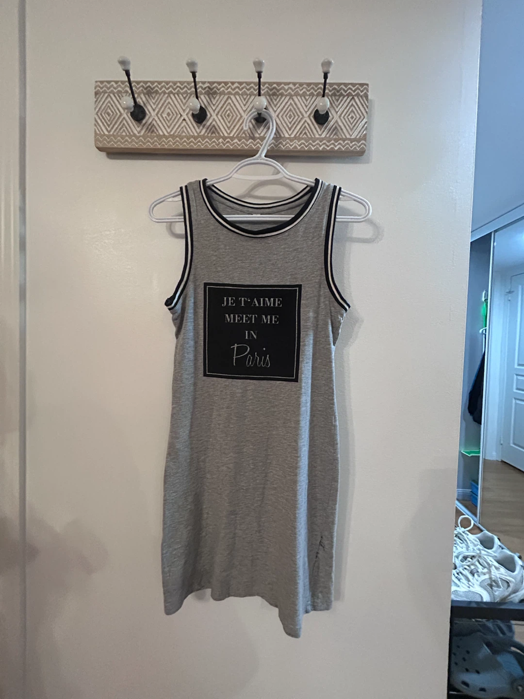 Grey Sleeveless Dress with Paris Graphic