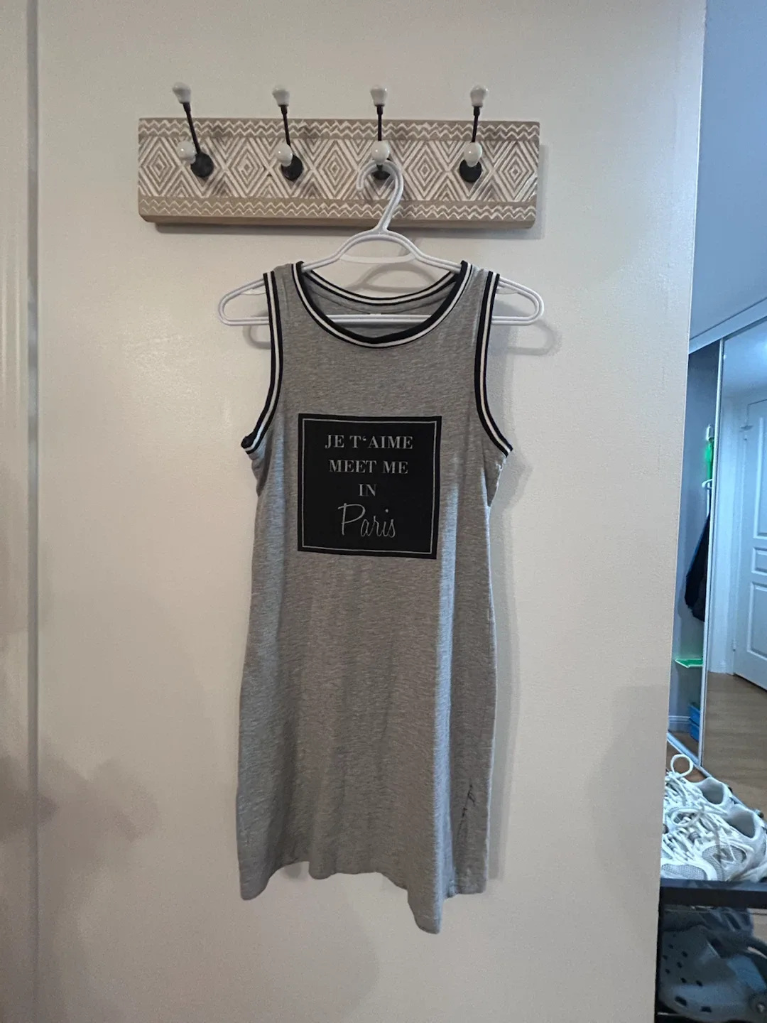 Grey Sleeveless Dress with Paris Graphic