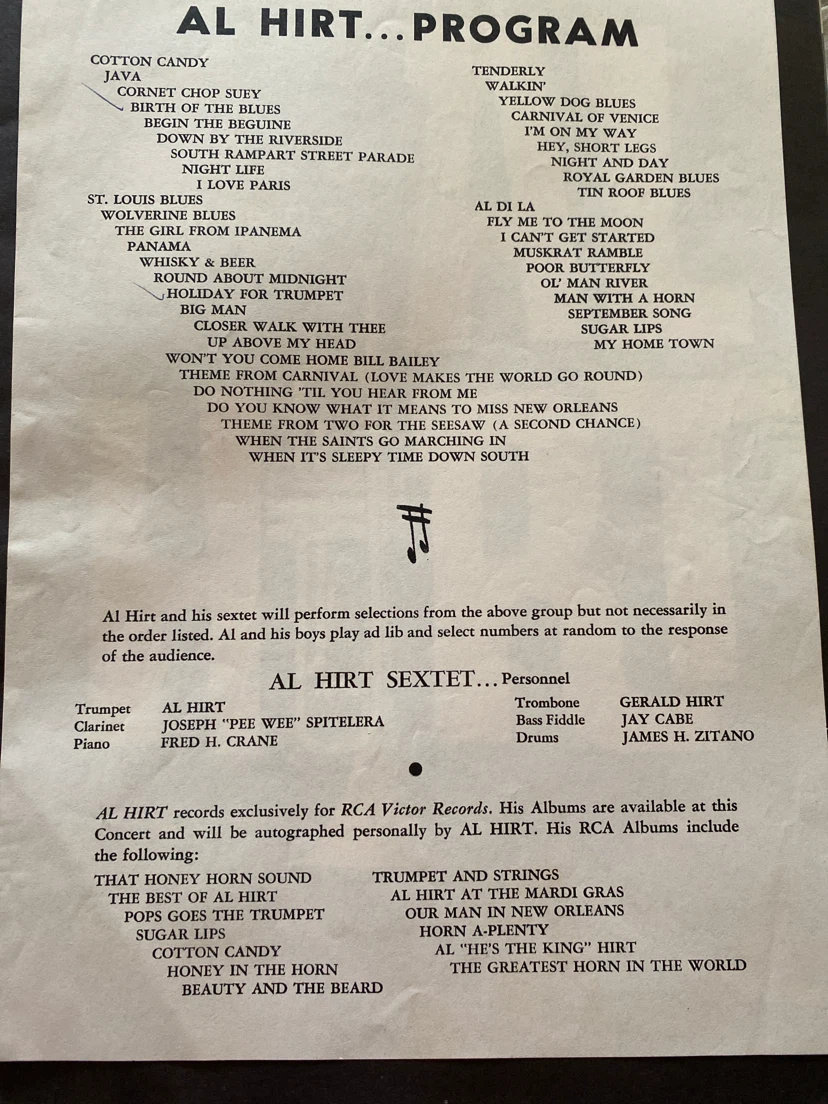 Al Hirt "The World's Greatest Horn" Program - photo 2