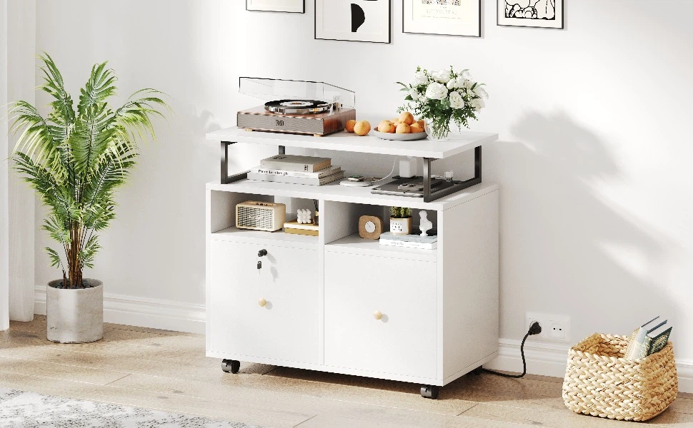 White Rolling Storage Cabinet