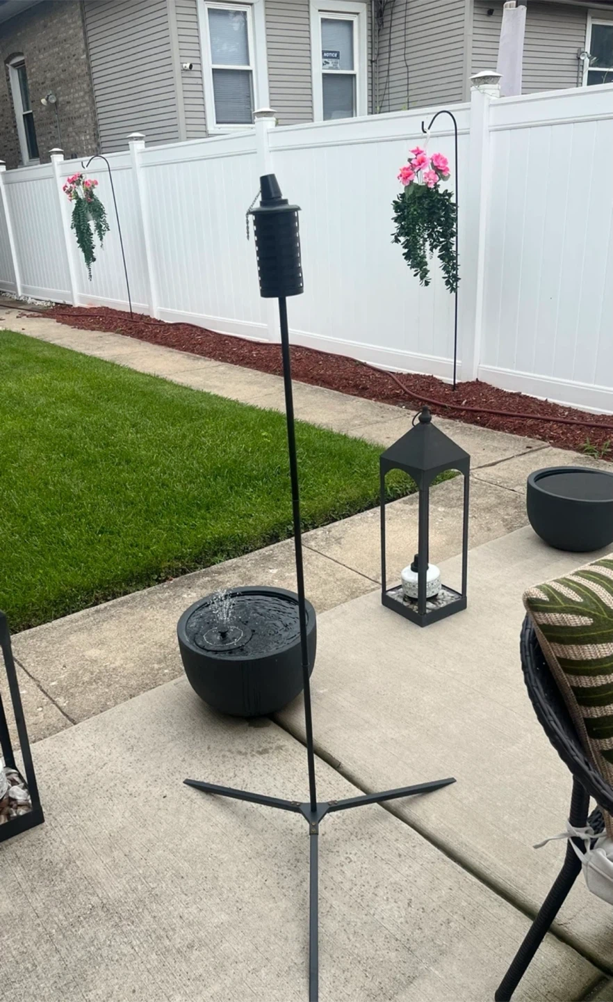 Black Metal Torch with Tripod Stand