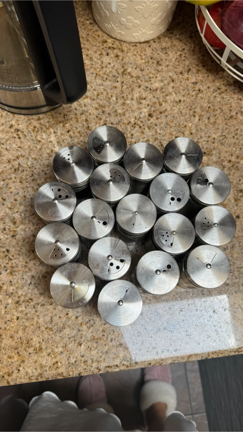 Set of 18 Stainless Steel Spice Jars