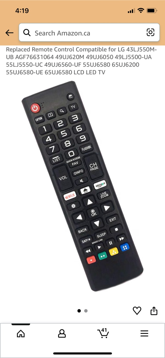 Replaced Remote Control for LG 43UJ550M-UB LCD LED TV