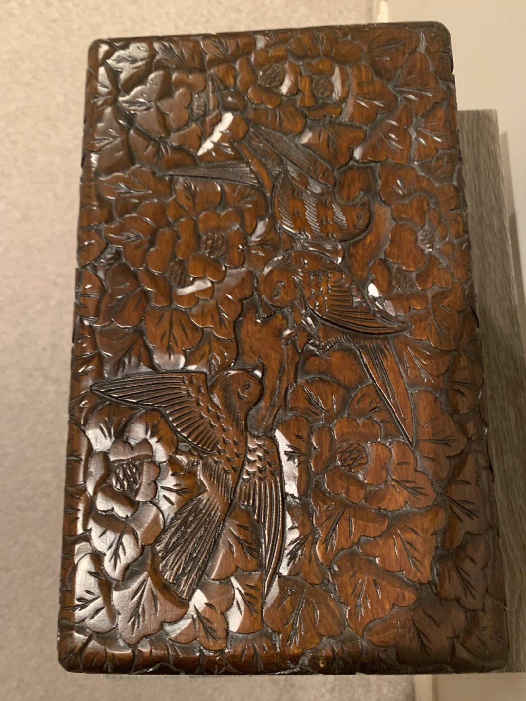 New-Vintage Carved Wooden Trinket Box with Latch - photo 5