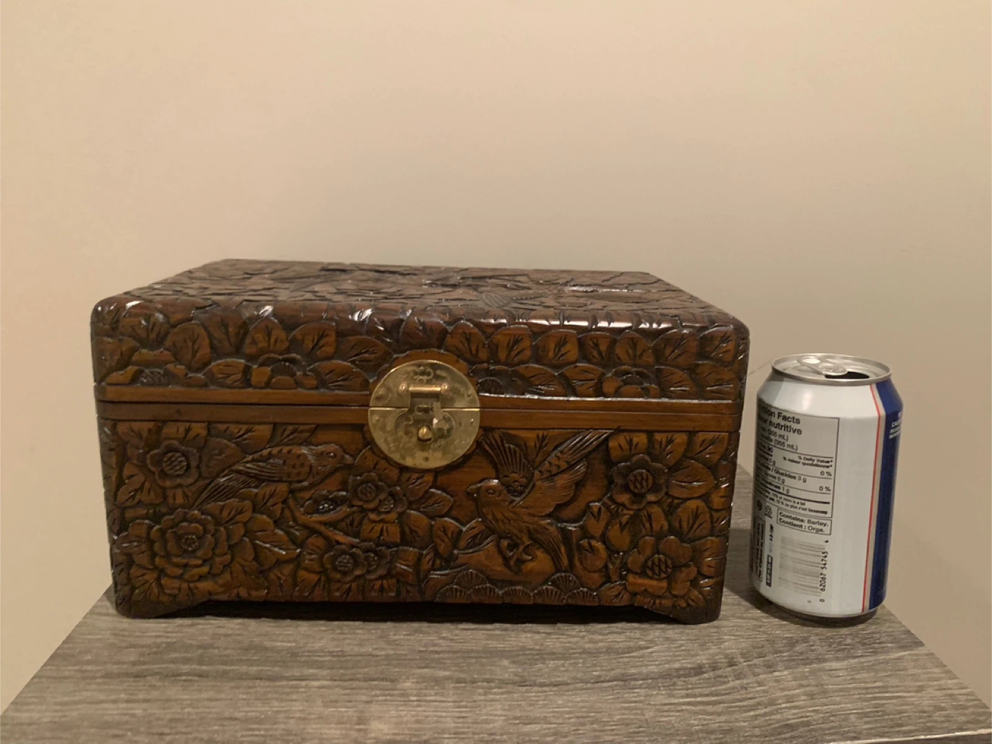 New-Vintage Carved Wooden Trinket Box with Latch - photo 3