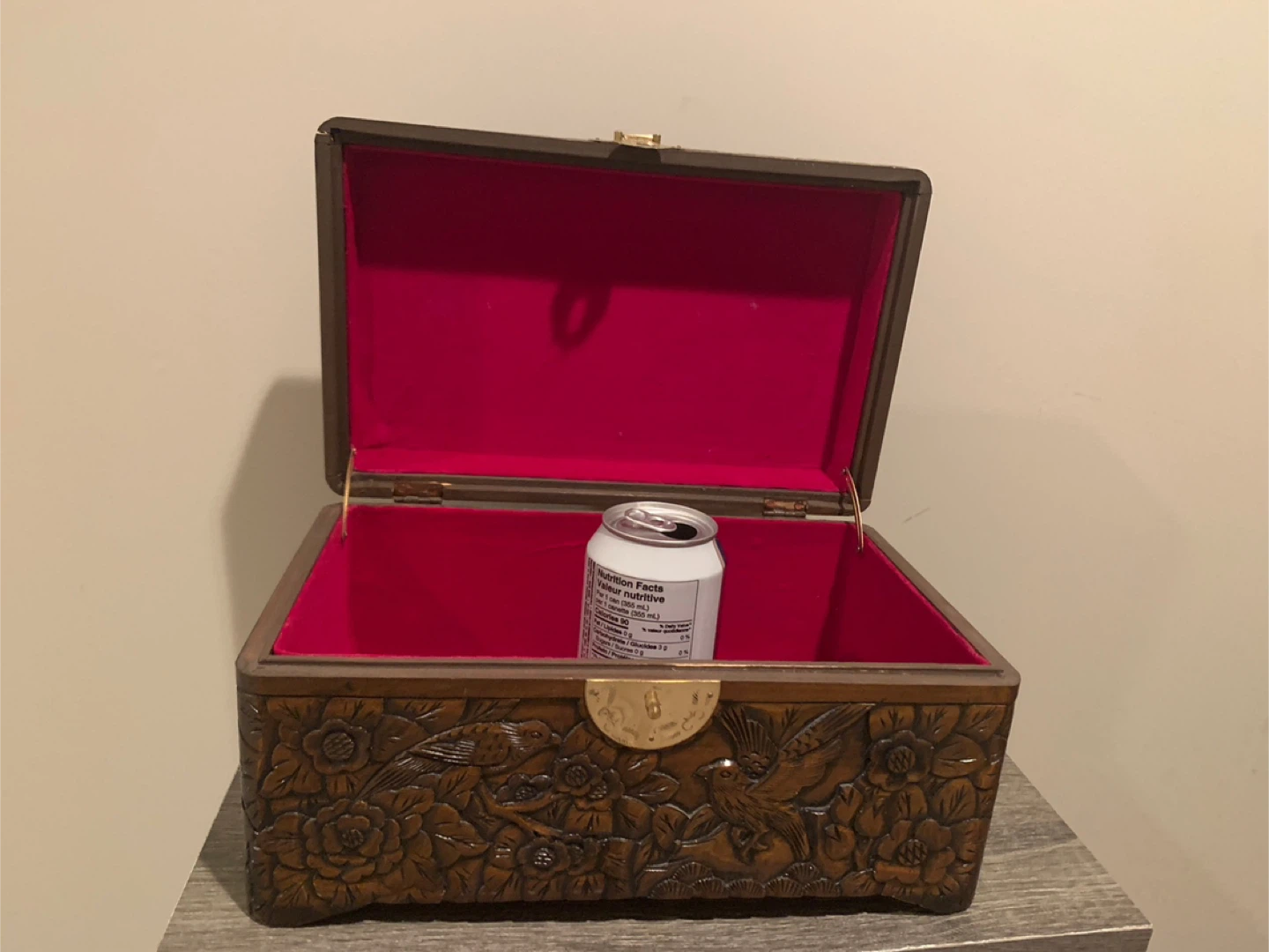 New-Vintage Carved Wooden Trinket Box with Latch - photo 2