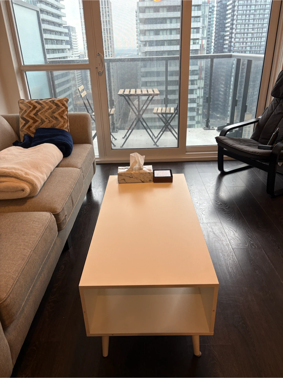 White Rectangular Coffee Table with Storage