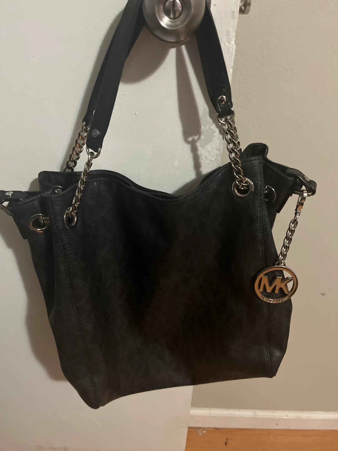 Michael Kors Black Leather Hobo Handbag