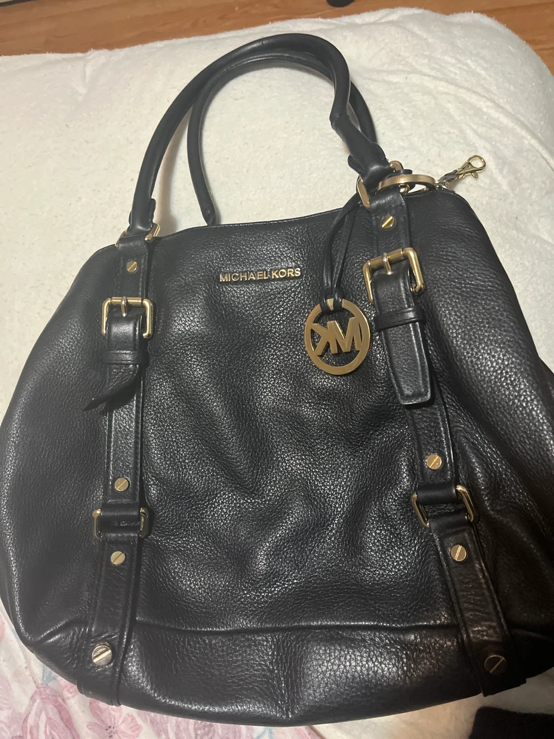 Michael Kors Black Leather Satchel Handbag