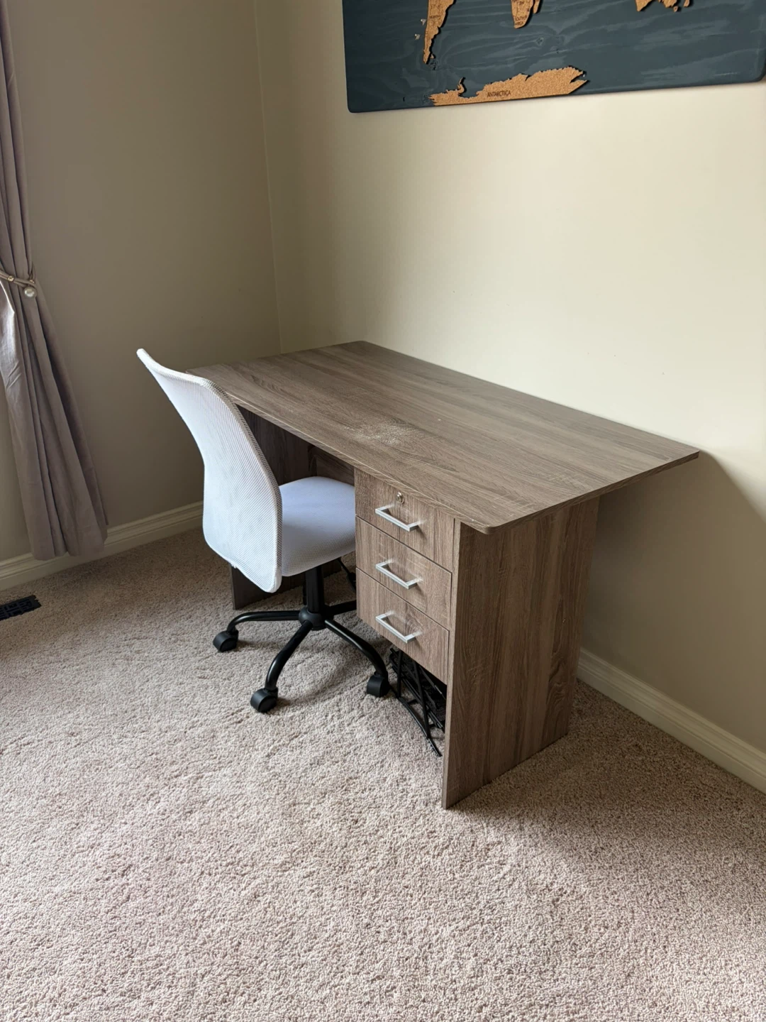 Compact Wood-Look Desk with Drawers