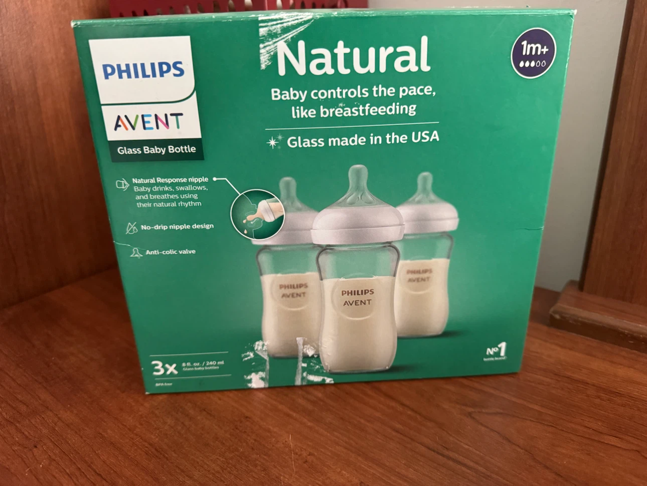 Philips Avent Natural Glass Baby Bottles 2-Pack 240 ML