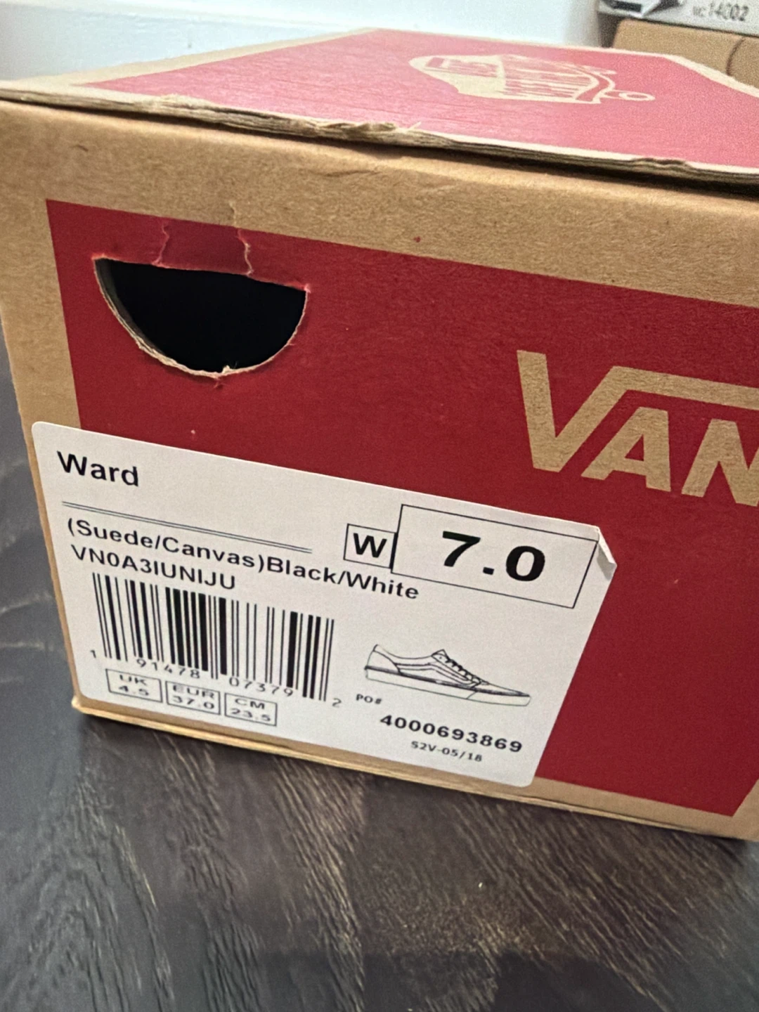 Vans Ward Suede/Canvas Shoes Black/White Women's Size 7 - photo 2