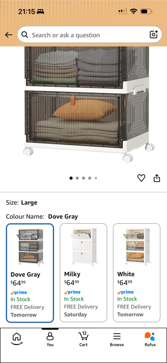 3-Drawer Storage Cabinet - Large, Dove Gray - photo 2