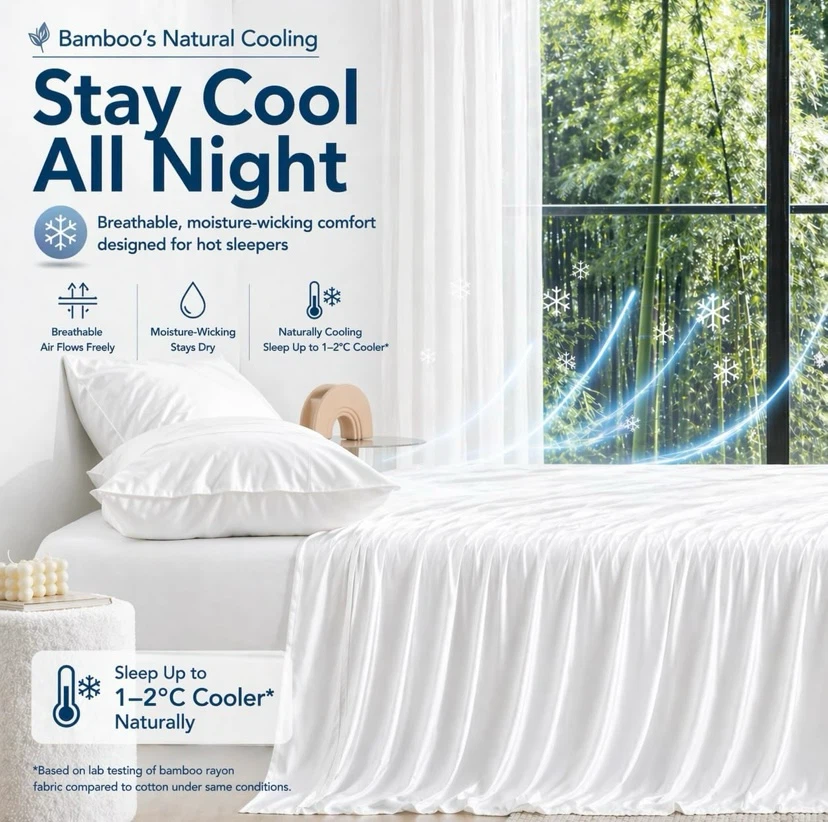 New Gökotta Split King Sheets, 100% Bamboo, Cooling Sheet Set - photo 4