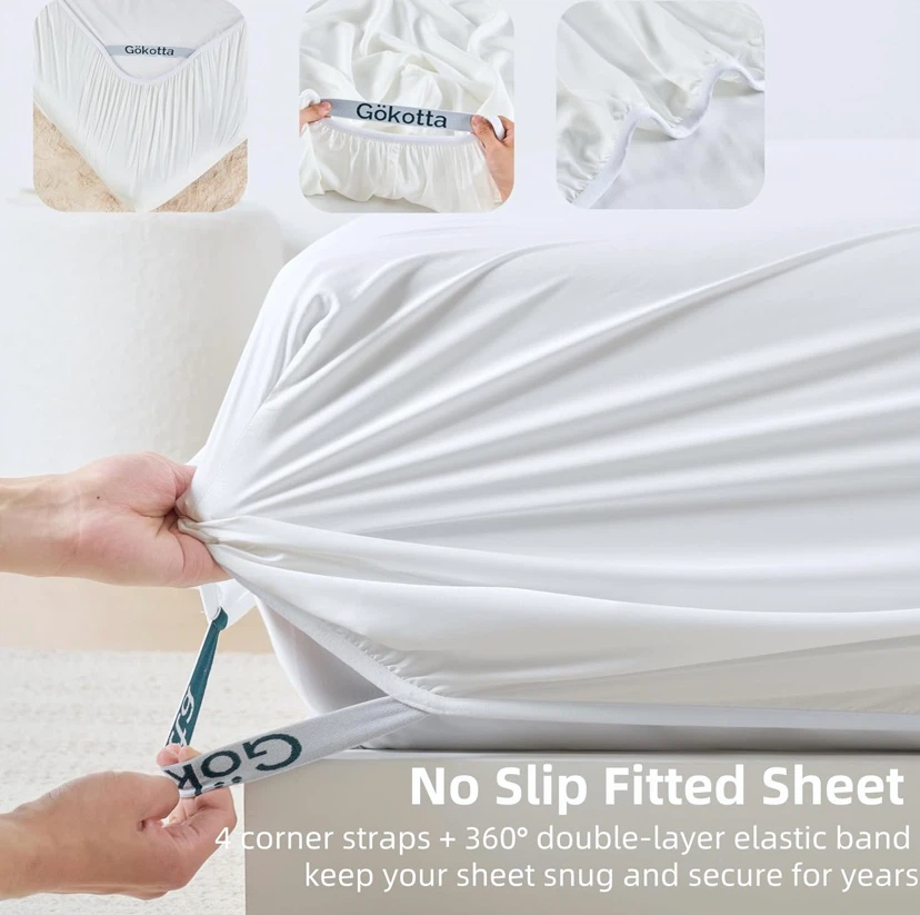 New Gökotta Split King Sheets, 100% Bamboo, Cooling Sheet Set - photo 5