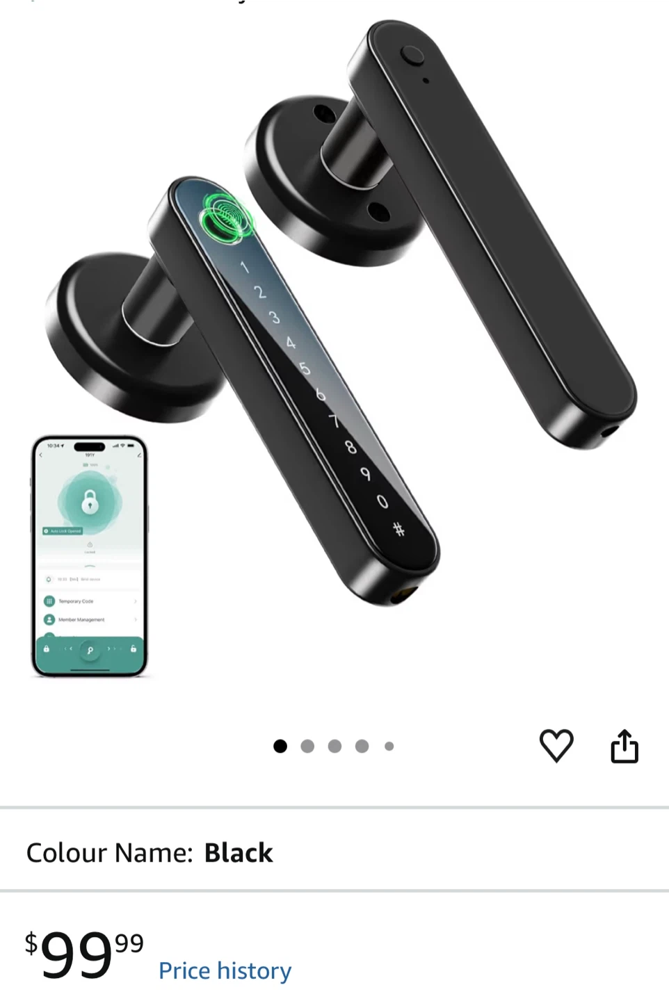 Smart Door Lock with Fingerprint, Passcode, and App Unlock