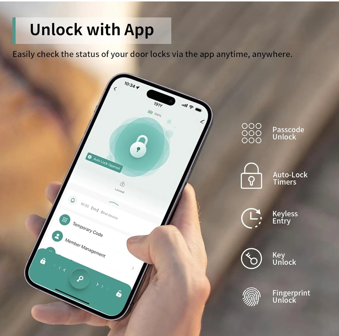 Smart Door Lock with Fingerprint, Passcode, and App Unlock - photo 2