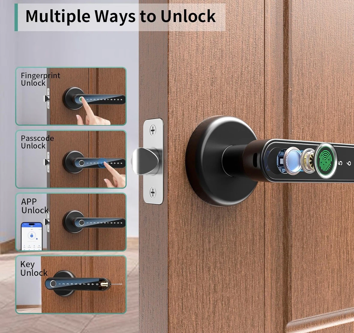 Smart Door Lock with Fingerprint, Passcode, and App Unlock - photo 3