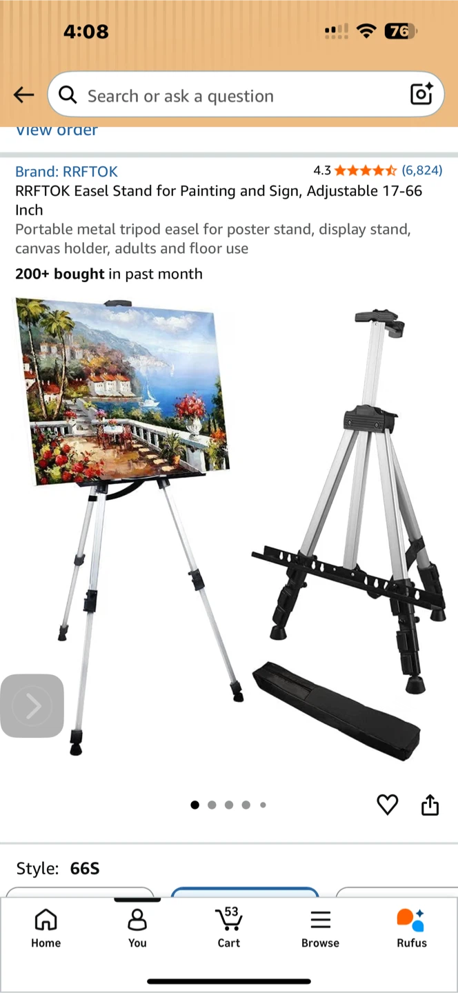 RRFTOK Adjustable Metal Tripod Easel Stand 17-66 Inch