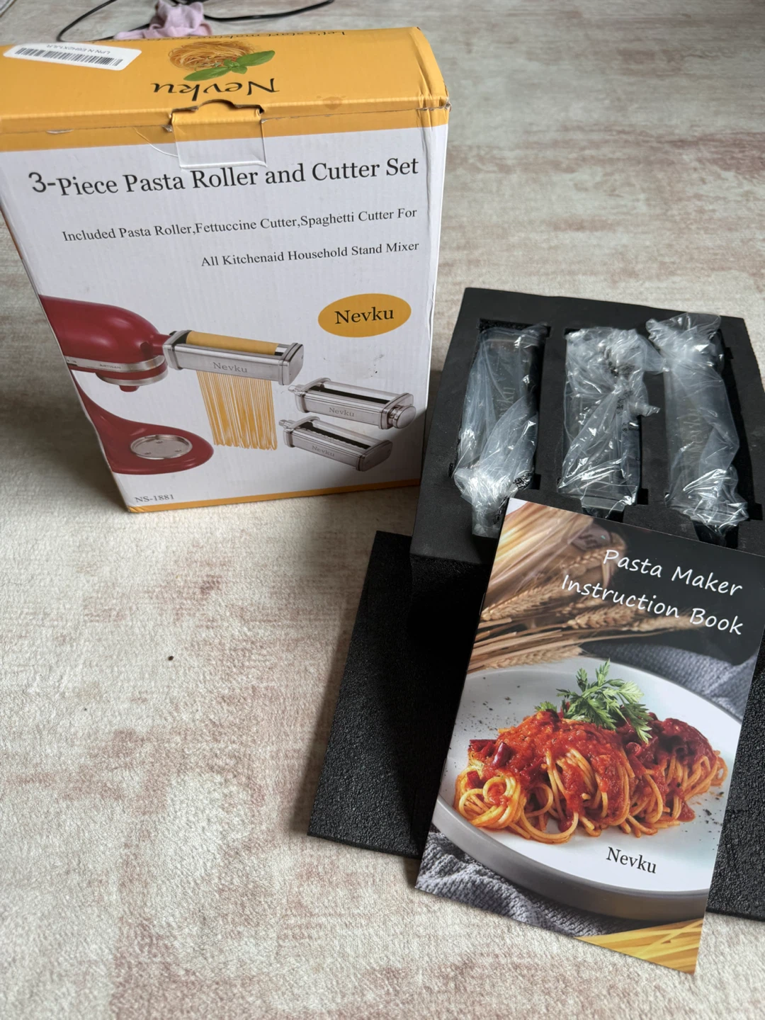 Nevku 3-Piece Pasta Roller and Cutter Set