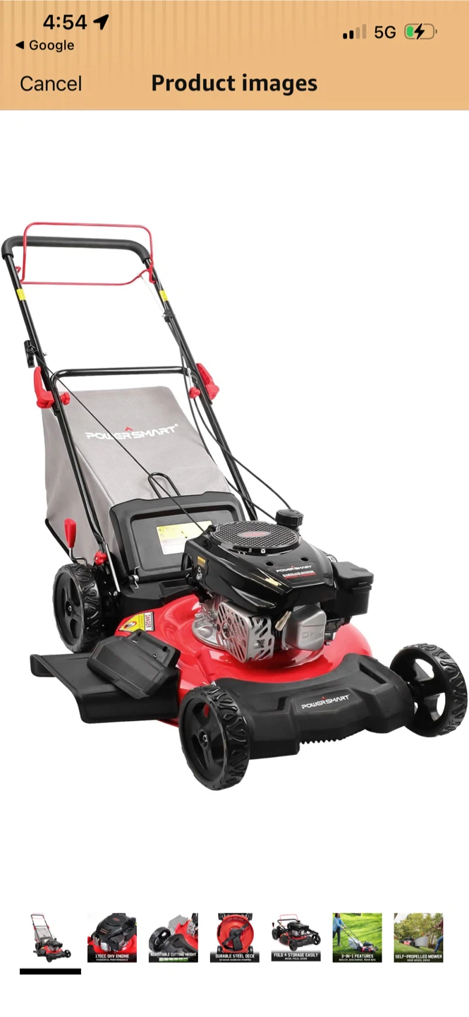 PowerSmart Self Propelled Gas Lawn Mower 21-Inch with 170cc