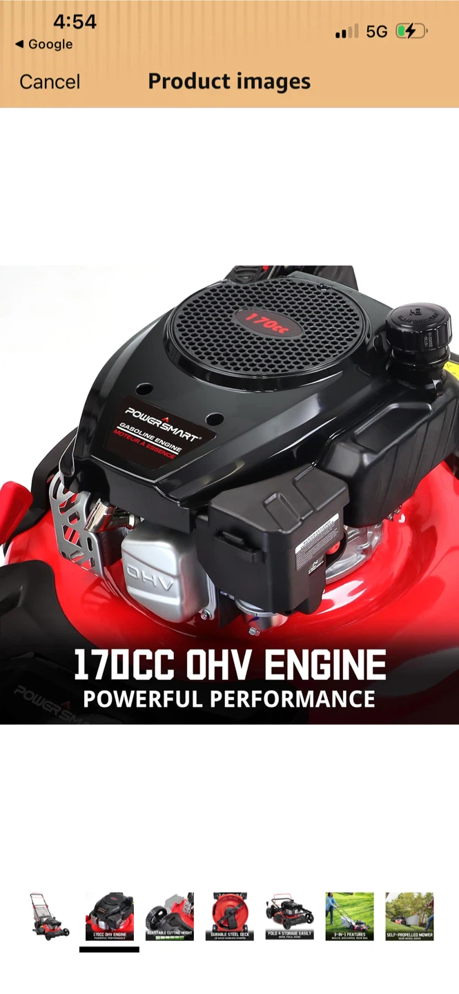 PowerSmart Self Propelled Gas Lawn Mower 21-Inch with 170cc - photo 2