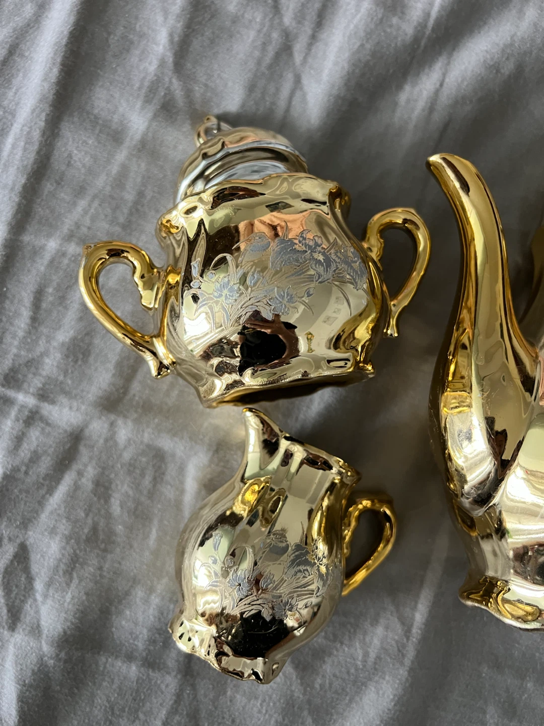 Gold Teapot Set with Creamer and Sugar Bowl - photo 2