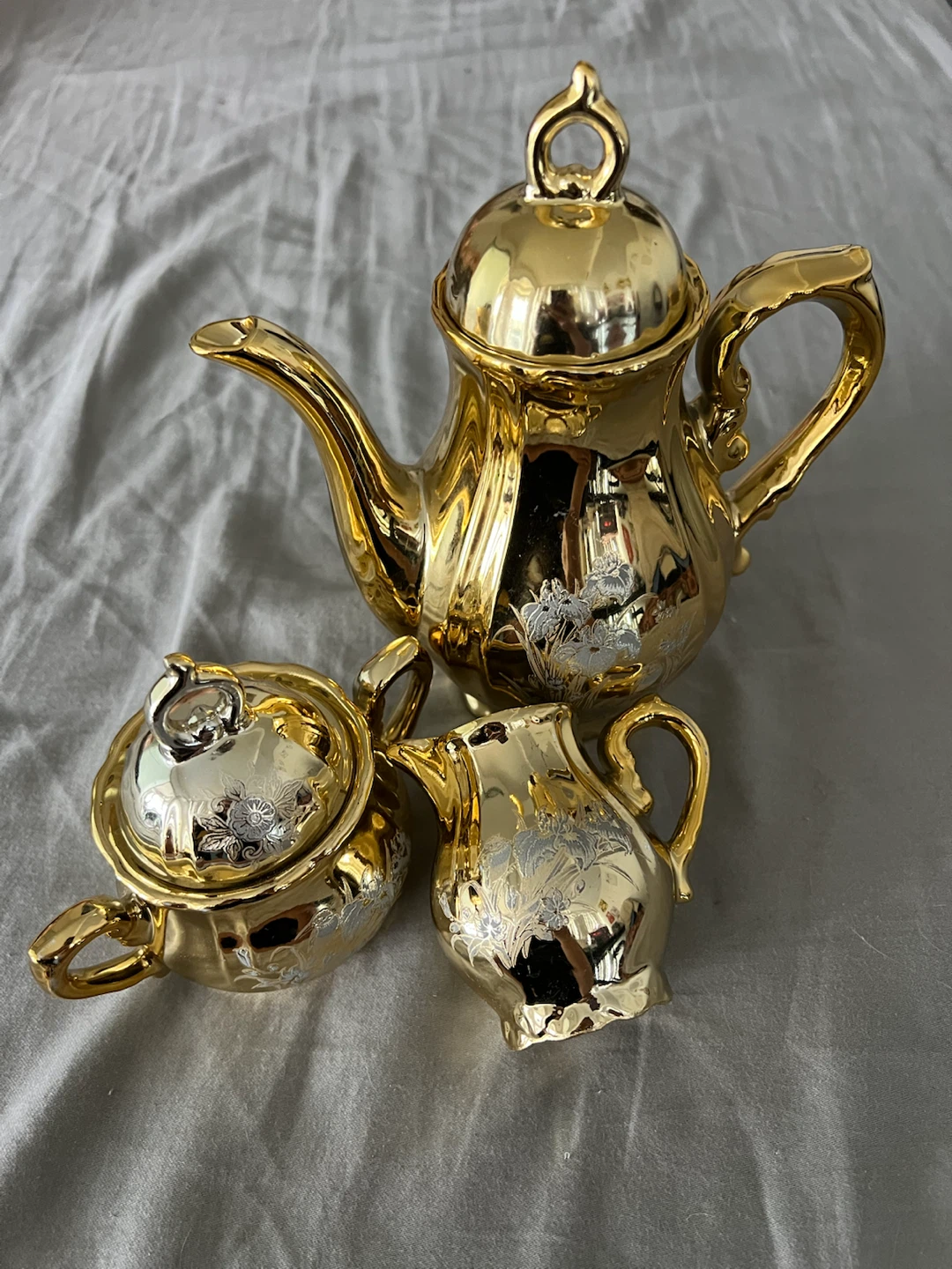 Gold Teapot Set with Creamer and Sugar Bowl - photo 4