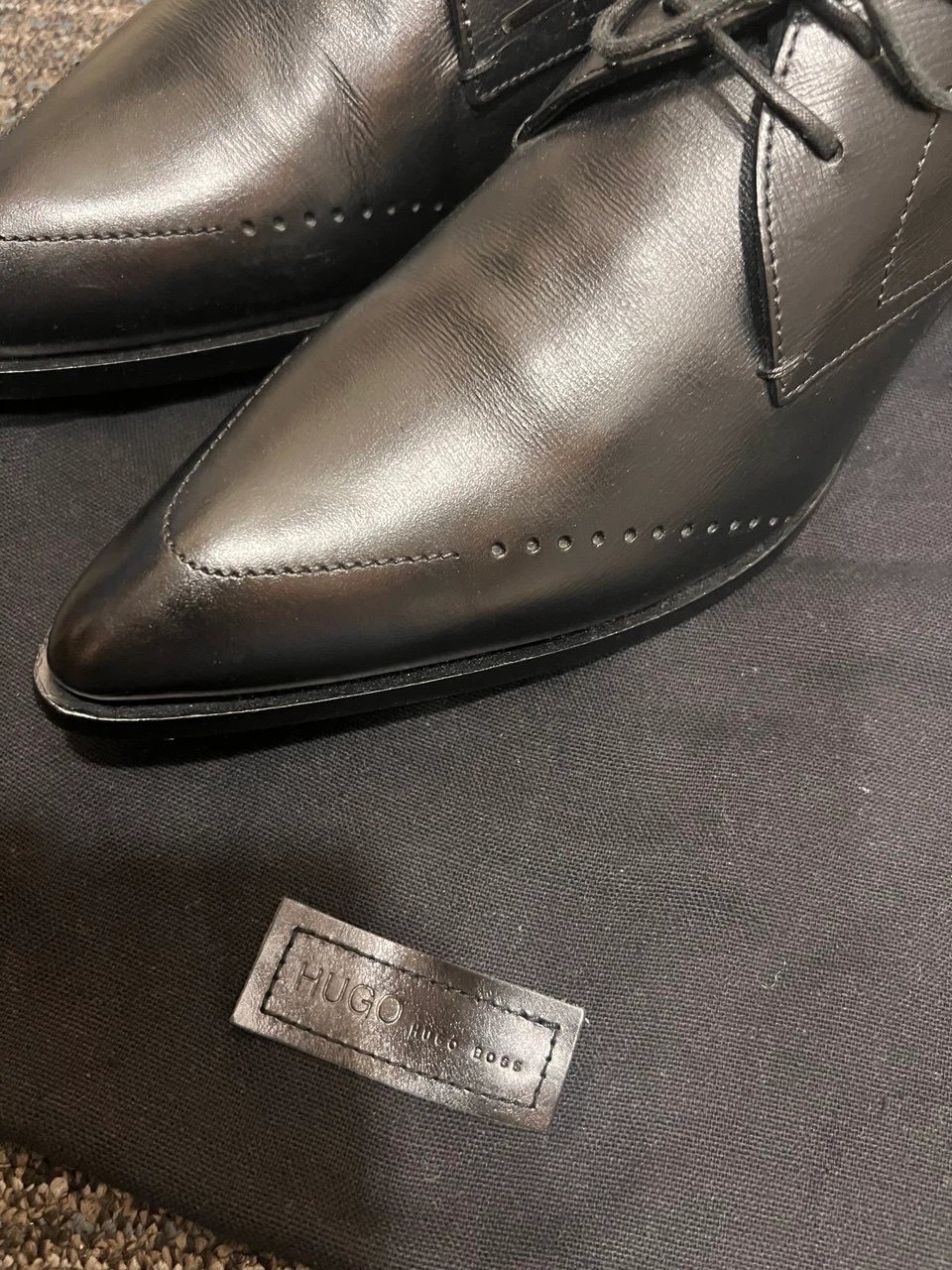 HUGO BOSS Black Leather Dress Shoes - photo 3