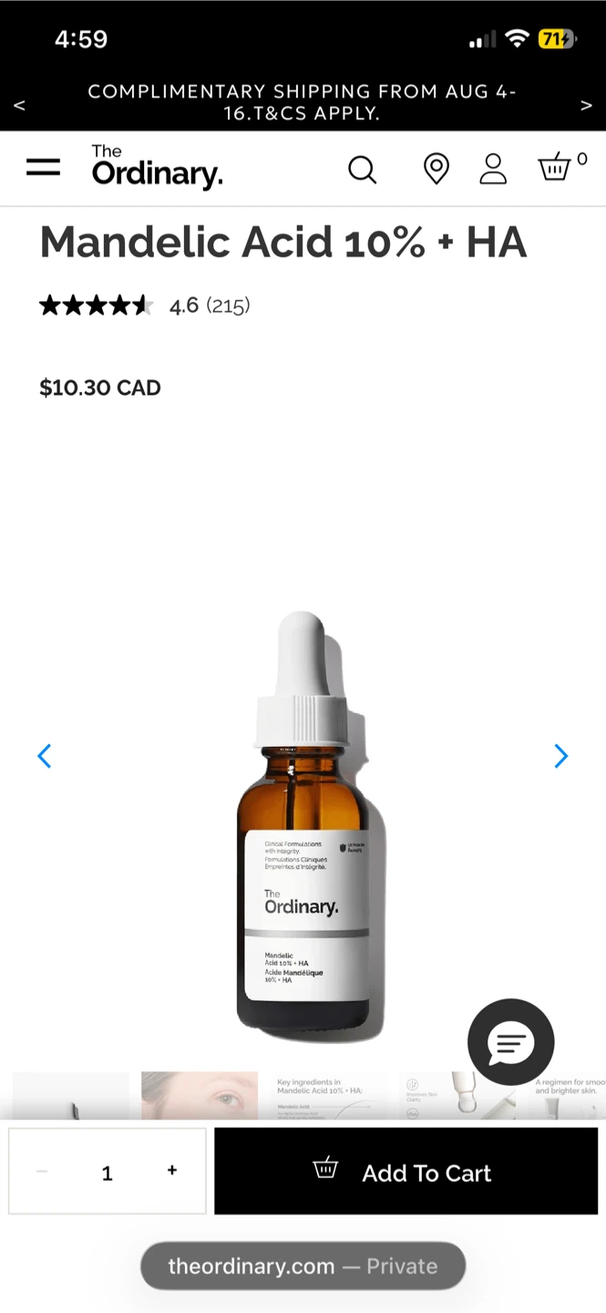 The Ordinary Mandelic Acid/ Moisturizer