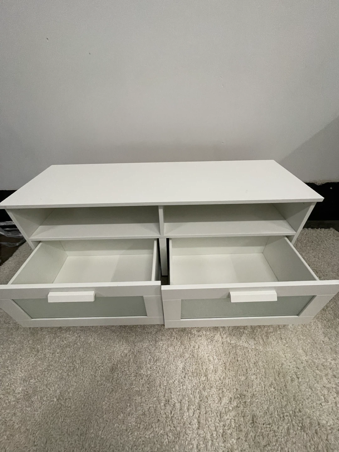 White TV Stand with 2 Drawers - photo 2