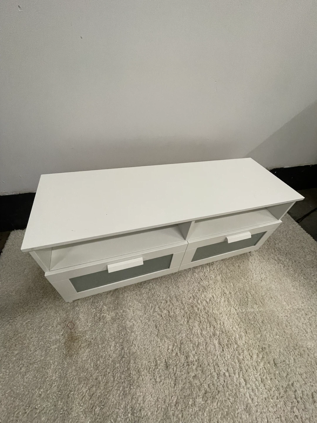 White TV Stand with 2 Drawers - photo 3
