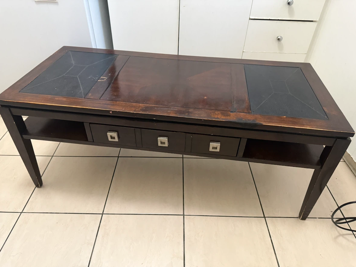 Dark Wood Coffee Table with Drawers