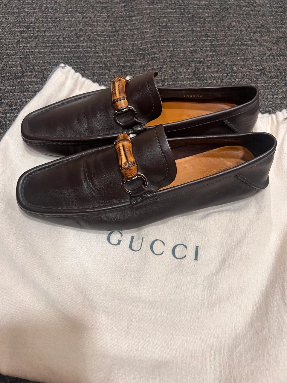Gucci Brown Leather Bamboo Loafers Size 7