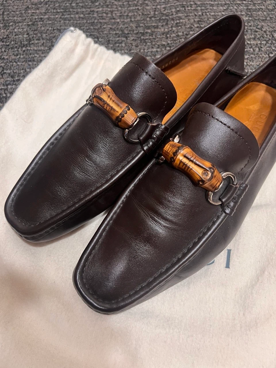 Gucci Brown Leather Bamboo Loafers Size 7 - photo 2