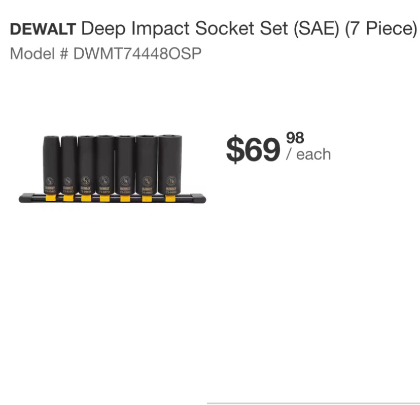 DEWALT Deep Impact Socket Set (SAE) - 7 Piece